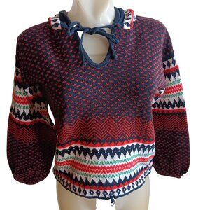 Women's Small Vintage Hooded Sweater by Monarch Knits 1970's Boho Cottage USA